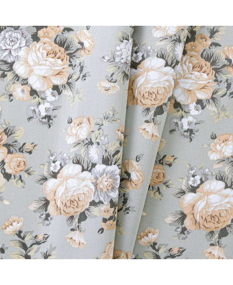 Ellis Bella Rose Stylish Medium Scale Printed Floral Pattern 1.5" Rod Pocket Tier 56"x36" Mist