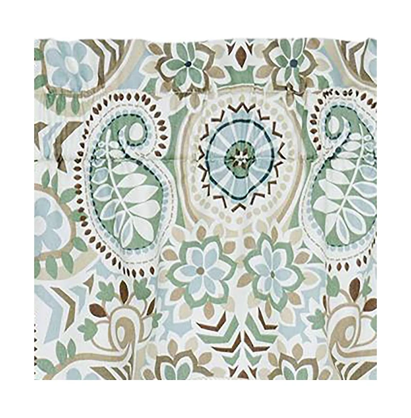 Ellis Curtain Paisley Prism Duchess 3" Rod Pocket Filler Valances for Windows 50" x 15" Latte