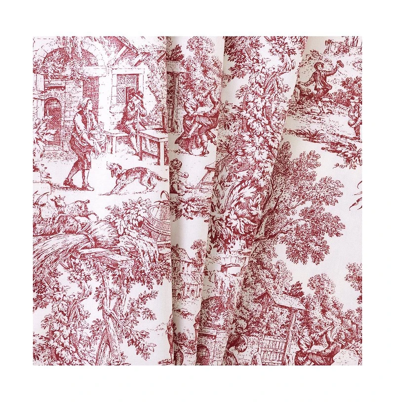 Ellis Curtain Victoria Park Toile Room Darkening Rod Pocket Window Curtain Panel - 68 x 84, Red