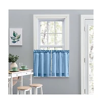 Ellis Stacey 1.5" Rod Pocket High Quality Fabric Solid Color Window Tailored Tier Pair 56"x36" Slate