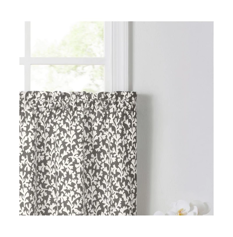 Ellis Curtain Sea Tumble Window Treatment 1.5" Rod Pocket 100% Cotton Curtain Tiers 50" x 24" Grey