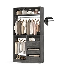 3FT Heavy Duty Closet System, 36'' Free Standing Closet Organizer with 3 Drawers, 2 Hanging Rods and Shelves