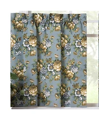Ellis Bella Rose Stylish Medium Scale Printed Floral Pattern 1.5" Rod Pocket Tier 56"x24" Wedge