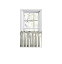 Ellis Curtain Plaza Classic Ticking Stripe Printed on Natural Ground 1.5" Rod Pocket Tailored Tiers 56" x 24" Sage