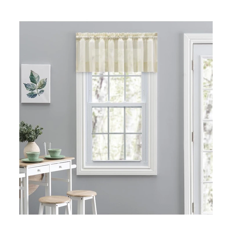 Ellis Curtain Shadow Stripe 1.5" Rod Pocket Tailored Valance for Windows 82" x 12" Natural