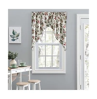 Ellis Curtain Madison Floral Design Printed Natural Ground 1.5" Rod Pocket Tailored Swag 56" x 36" Brick