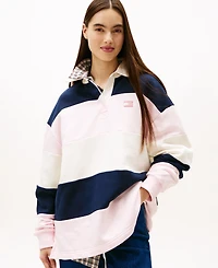 Tommy Jeans Women's Badge Stripe Rugby Long-Sleeve Sweatshirt