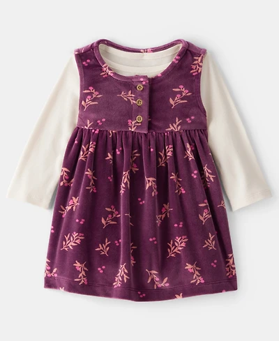 Carter's Baby Girls 2-Piece Flower Print Dress and Bodysuit Set