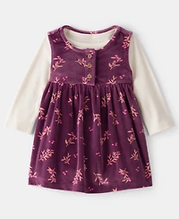 Carter's Baby Girls 2-Piece Flower Print Dress and Bodysuit Set