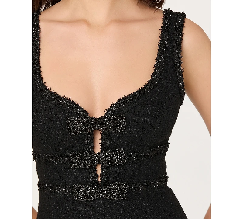 Astr the Label Women's Maira Tweed Scoop Neck A-Line Mini Dress