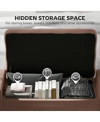 Homcom Recgular Tufted Linen Storage Ottoman Bench with Flipping Top