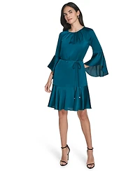 Jessica Howard Women's 3/4-Sleeve Crewneck A-Line Dress