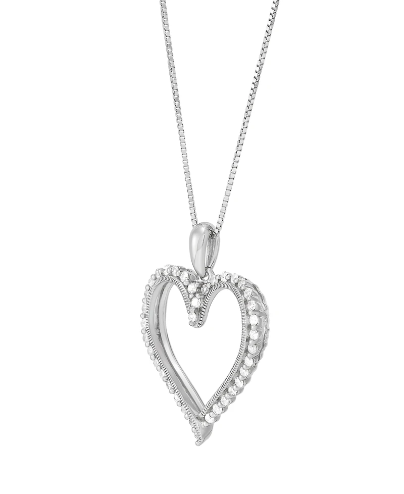 Macy's Diamond Heart Pendant Necklace (1/4 ct. t.w.) in 10K White Gold