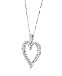 Macy's Diamond Heart Pendant Necklace (1/4 ct. t.w.) in 10K White Gold