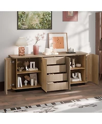 Homsee White Storage Cabinet with Metal Legs, Shelves And Drawers