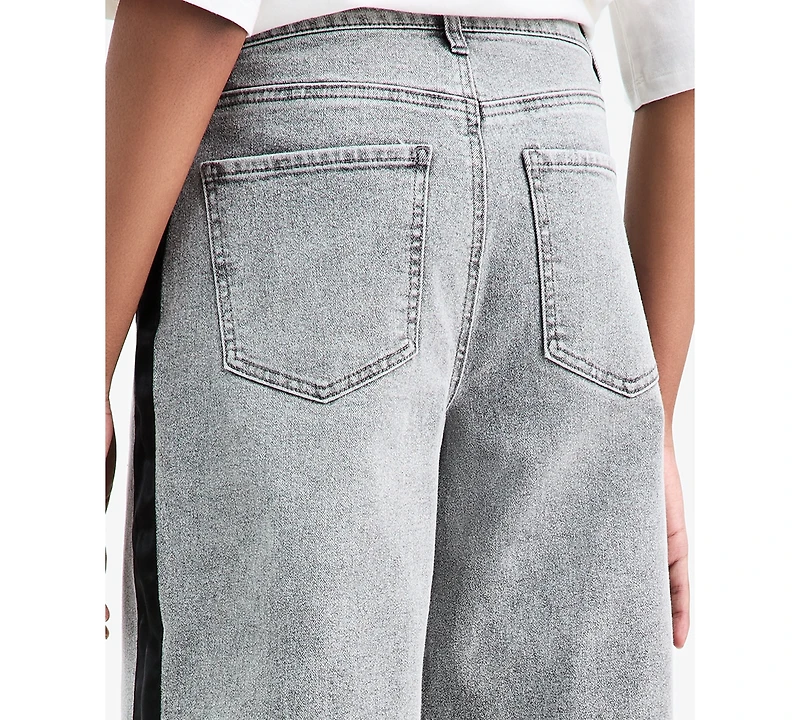 Bar Iii Women's High-Rise Side-Stripe Wide-Leg Jeans, Macy's Exclusive