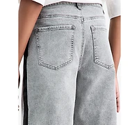 Bar Iii Women's High-Rise Side-Stripe Wide-Leg Jeans, Macy's Exclusive