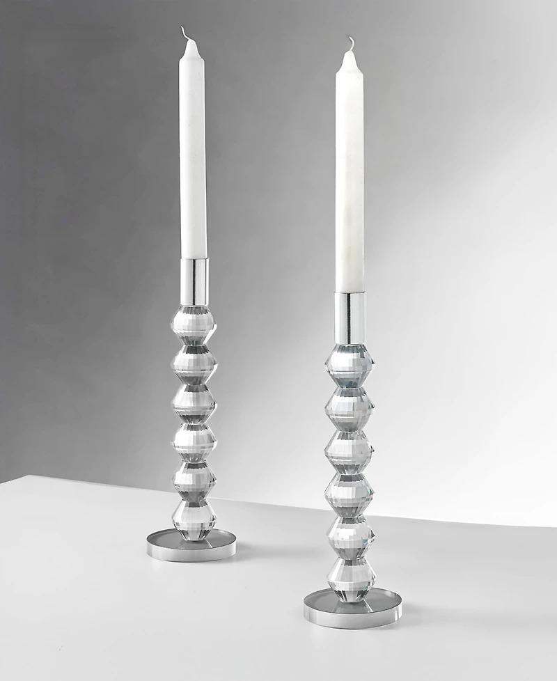 Philip Whitney Reed Clear Candlesticks, Set of 2