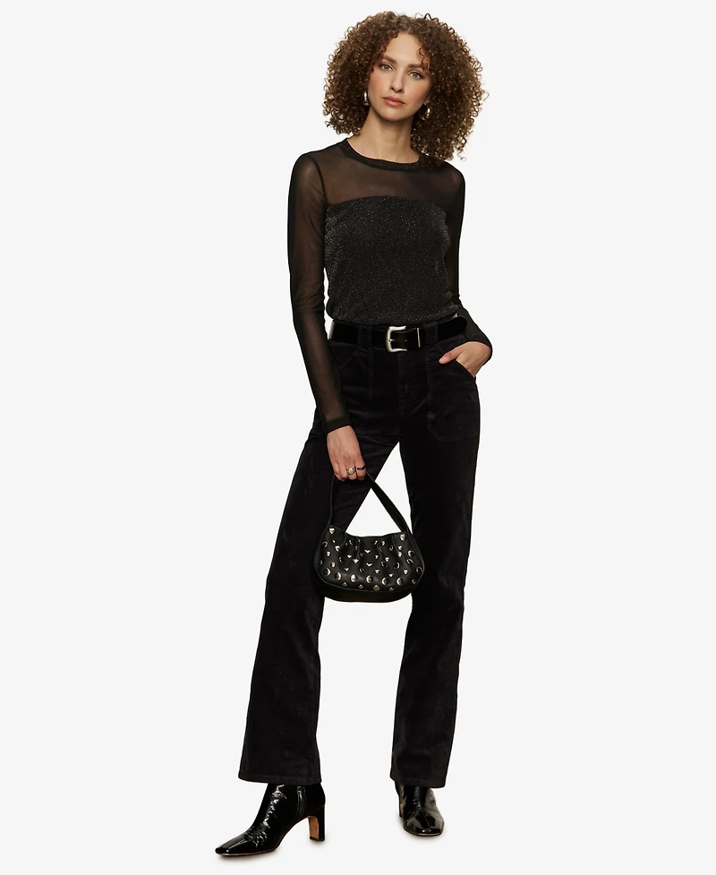 Sanctuary Women's Sparkle Mesh Long-Sleeve Top