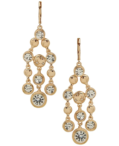 Anne Klein Crystal Stone Gold-Tone Star Chandelier Earrings