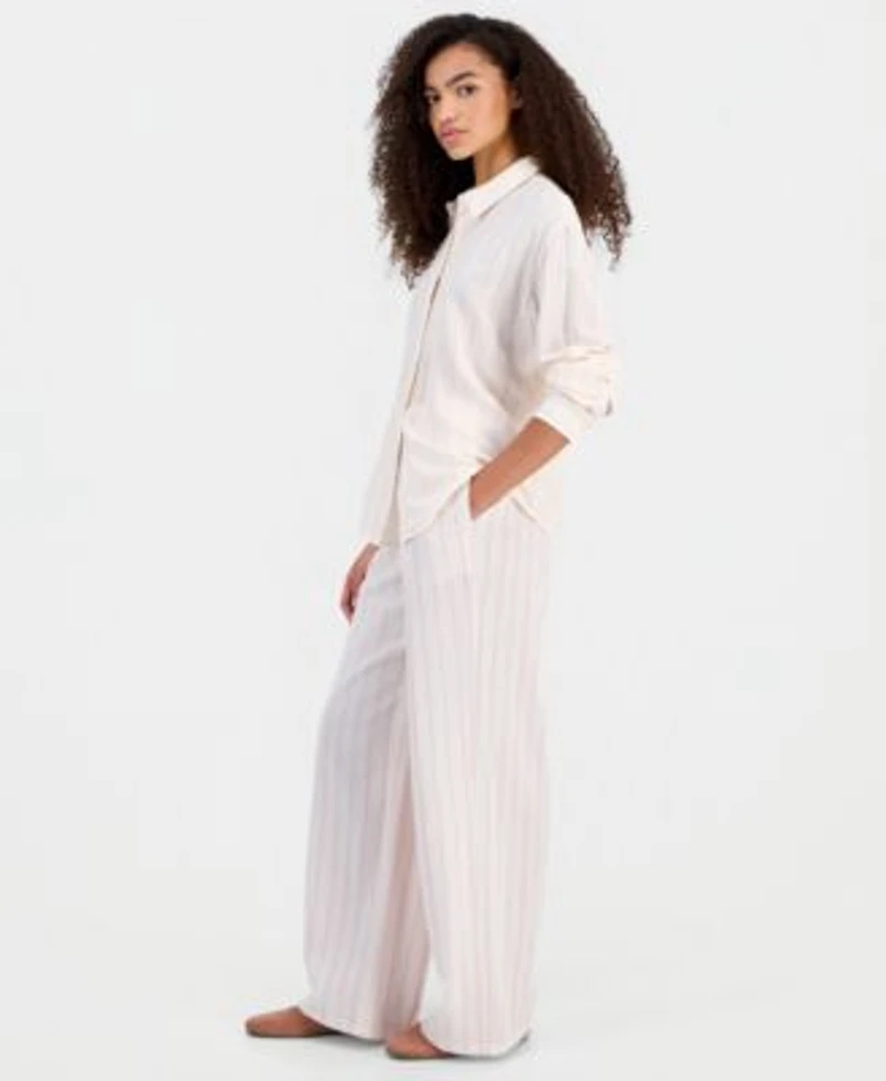 Hippie Rose Juniors Button Up Shirt Wide Leg Drawstring Pants