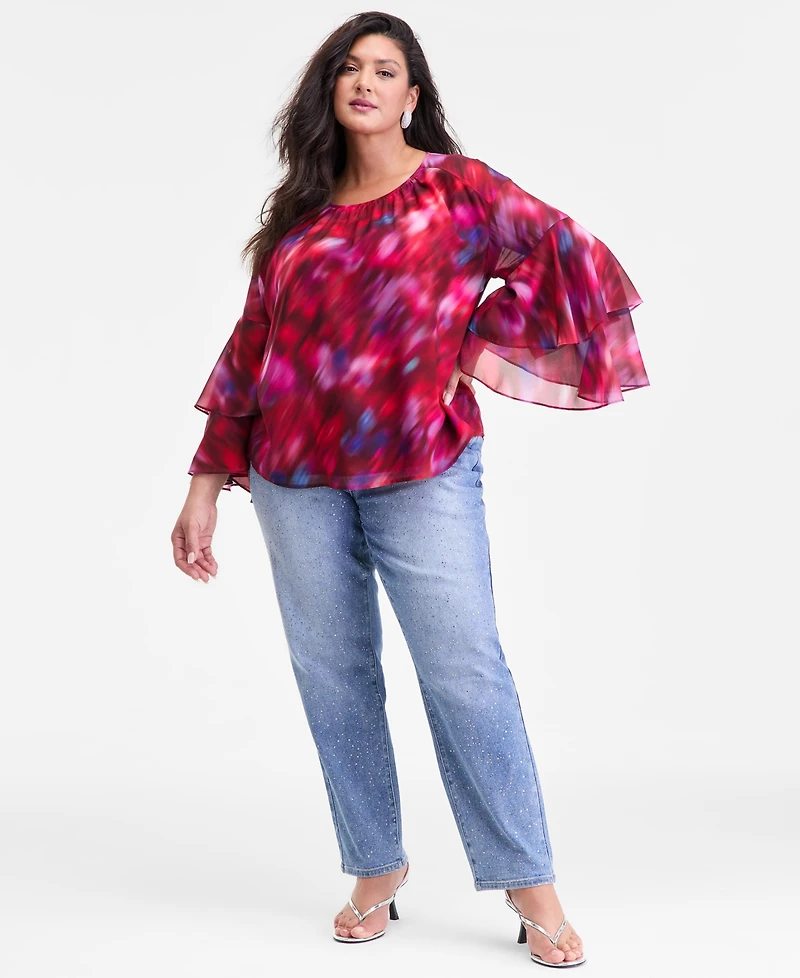 I.n.c. International Concepts Plus Embellished Straight-Leg Jeans, Macy's Exclusive