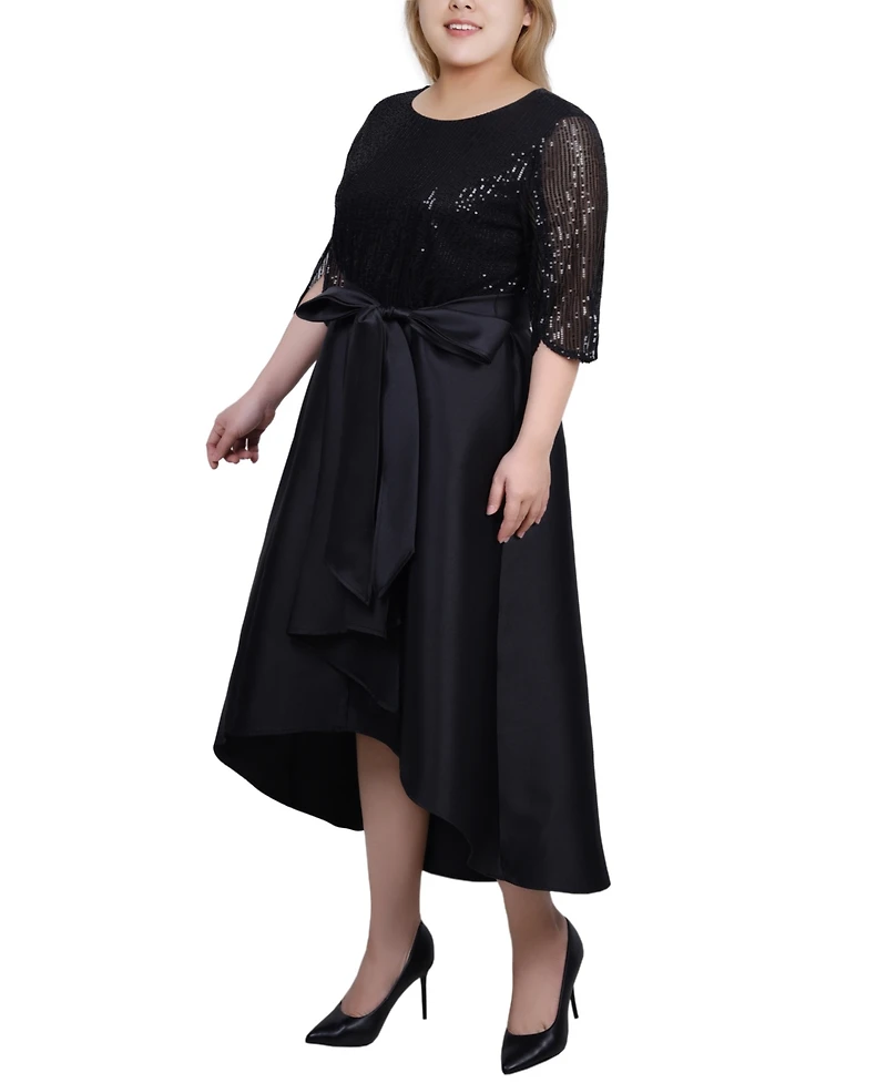 Ny Collection Women's Plus Sequin and Jacquard Holiday Dress