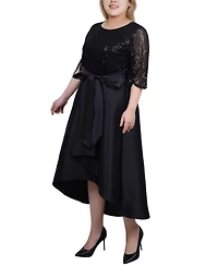 Ny Collection Women's Plus Sequin and Jacquard Holiday Dress