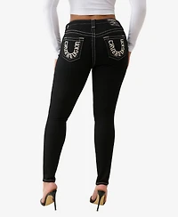 True Religion Women's Jennie Mid Rise Skinny Flap Jeans