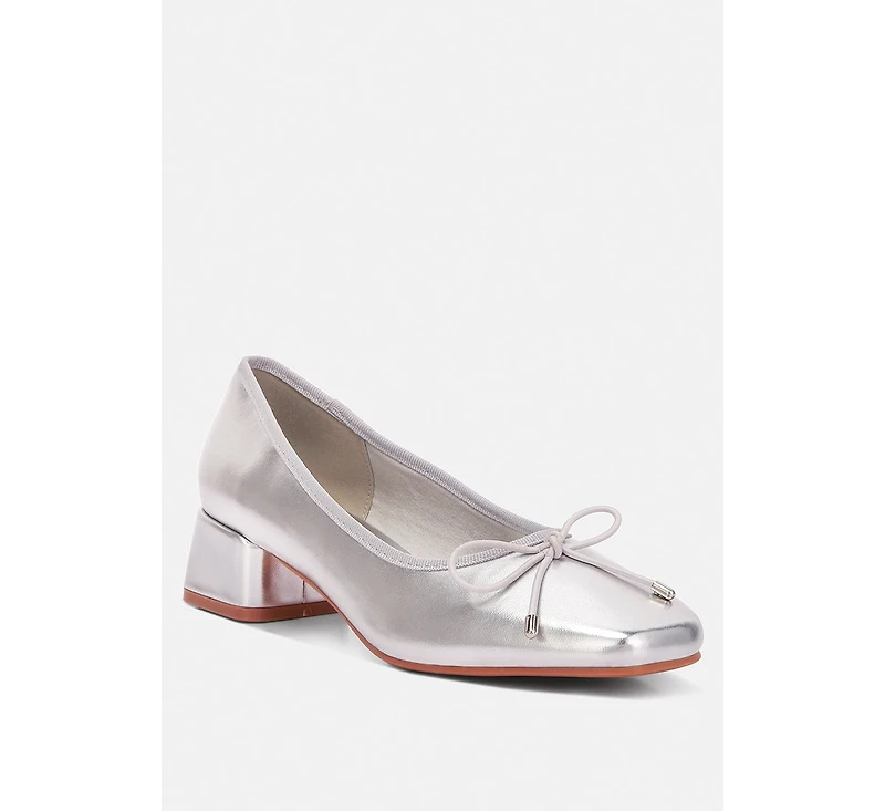 laga metallic low block heel ballerinas
