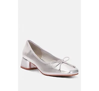 laga metallic low block heel ballerinas