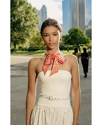 Jessie Zhao New York Silk Skinny Scarf Scarlet Tree of Life