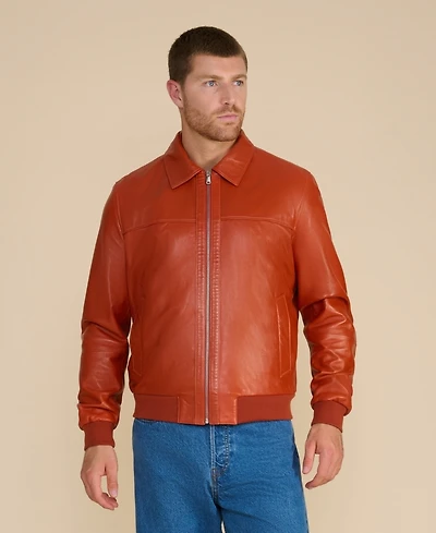 Furniq Uk Men's Leather Bomber Jacket, Created for Macy's