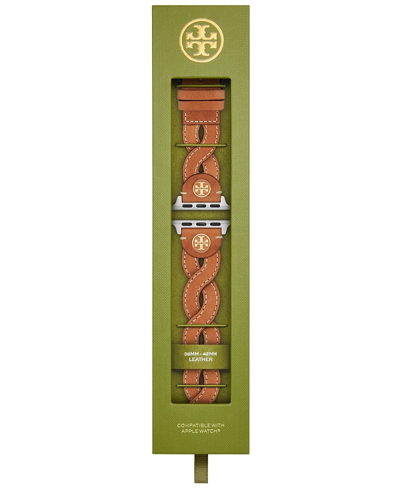 Tory Burch Women's Luggage Braided Leather Band for Apple Watch 38mm/40mm