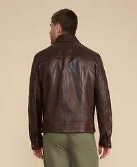 Men's Leather Jacket, Brown, Created for Macy's
