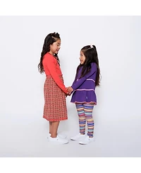 Mixed Up Clothing Big Girls Long Sleeve Ruffle Trim Dress - Purple Multicolor