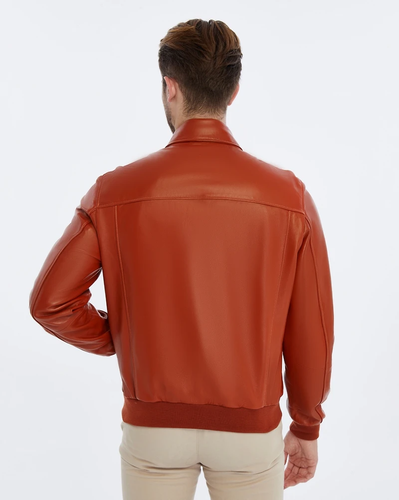 Furniq Uk Men's Leather Bomber Jacket, Created for Macy's