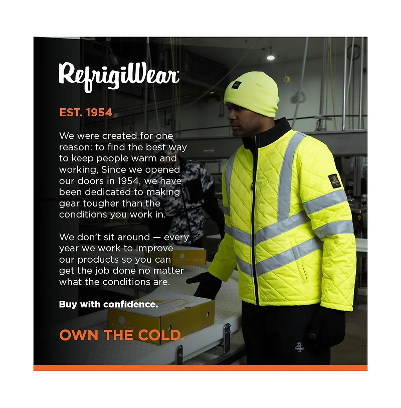 RefrigiWear Big & Tall HiVis Diamond Quilted Jacket - High-Visibility Insulated Work Jacket, Reflective Safety Outerwear