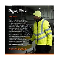 RefrigiWear Big & Tall HiVis Diamond Quilted Jacket - High-Visibility Insulated Work Jacket, Reflective Safety Outerwear