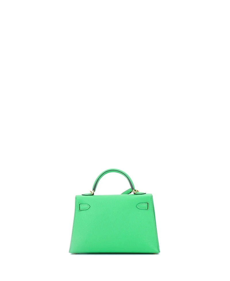 Pre-Owned Hermes Kelly 20 Handbag Green Chevre Mysore with Gold Hardware