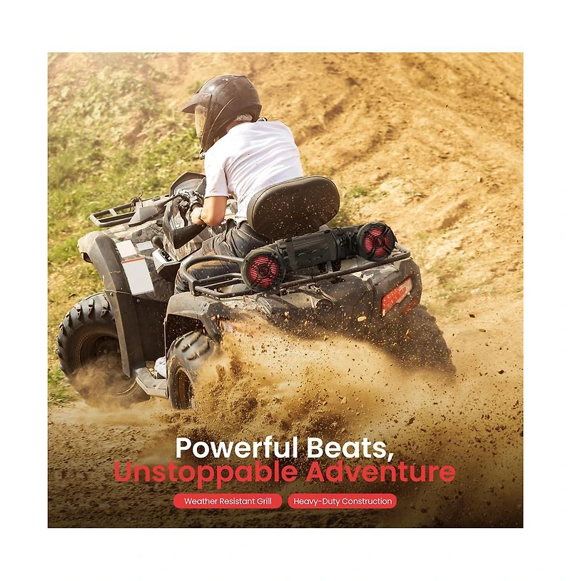 Waterproof Marine Bluetooth Powered Speakers, 800 Watt with Multi-Color Led Lights, 6.5'' for Off-Road, Atv, Utv