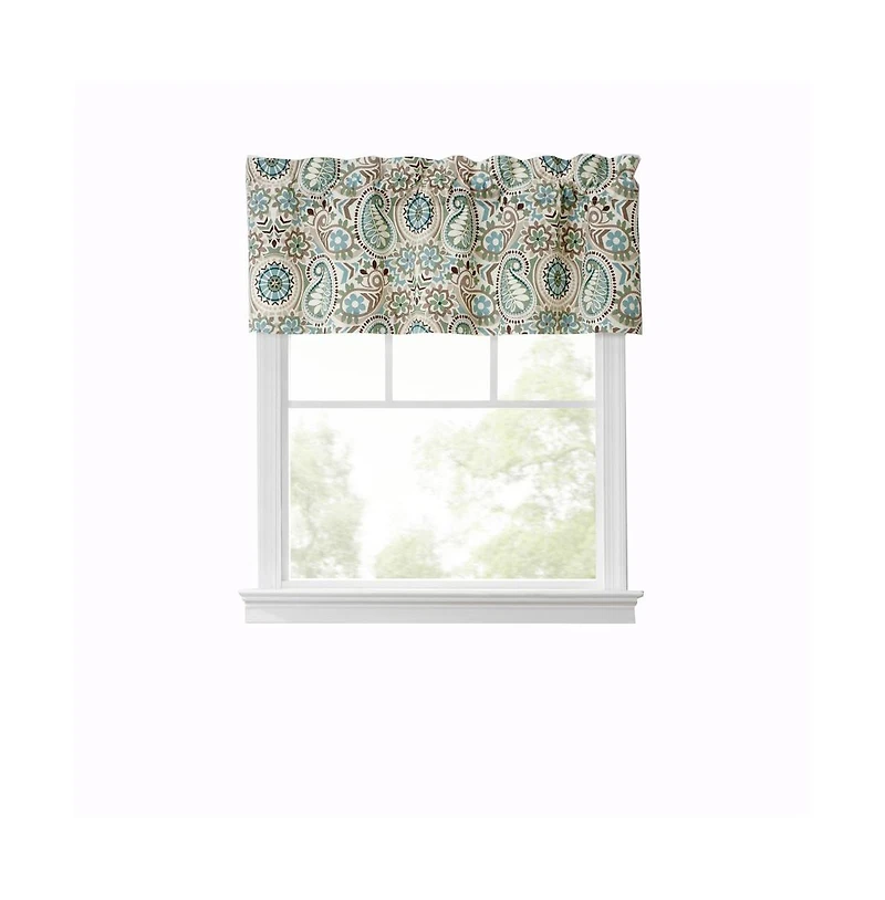 Ellis Curtain Paisley Prism Tailored 3" Rod Pocket Valances for Windows 50" x 15" Latte