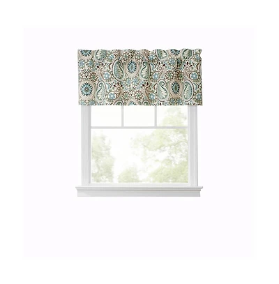 Ellis Curtain Paisley Prism Tailored 3" Rod Pocket Valances for Windows 50" x 15" Latte