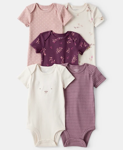 Carter's Baby Girls 5-Pack Short-Sleeve Bodysuits Set