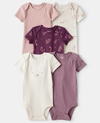 Carter's Baby Girls 5-Pack Short-Sleeve Bodysuits Set