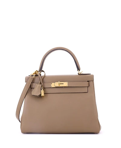 Pre-Owned Hermes Kelly 28 Handbag Brown Evercolor with Gold Hardware