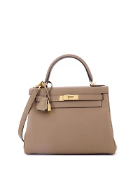 Pre-Owned Hermes Kelly 28 Handbag Brown Evercolor with Gold Hardware