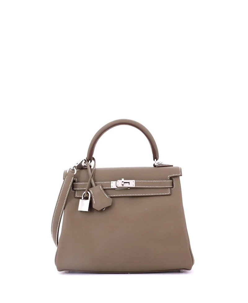 Pre-Owned Hermes 25 Handbag Grey Swift with Palladium Hardware