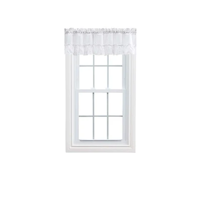 Ellis Stacey 1.5" Rod Pocket High Quality Fabric Solid Color Window Ruffled Filler Valance 54"x13" White