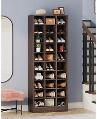 Tribesigns 10-Tier Shoe Storage Cabinet, Wooden Rack with 30 Cubbies, Freestanding Tall Entryway Organizer